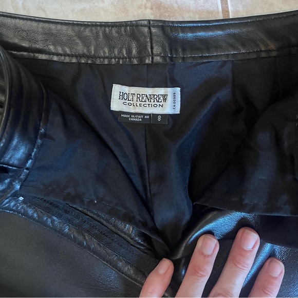 Holt Renfrew Collection wide leg leather trousers - Picture 3 of 13